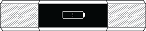 Monitor con un icono de una batería con un signo de exclamación en la pantalla